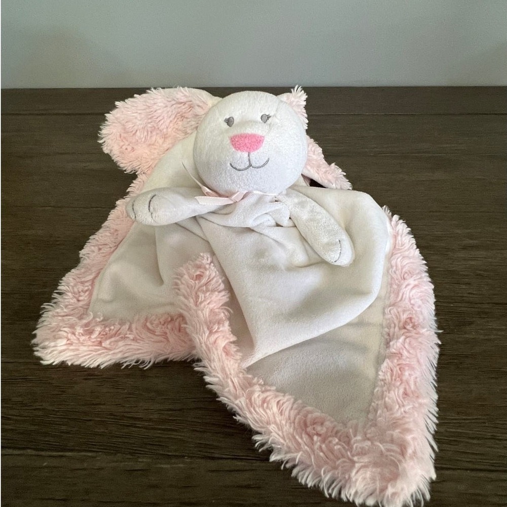 Baby Starters Bunny Rabbit White Pink Shaggy Trim Plush Security Blanket Lovey